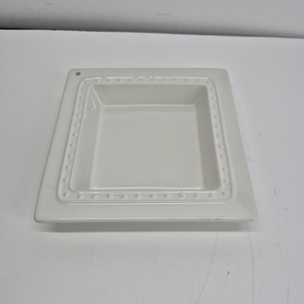 Nora Fleming White Pearl Square Serving Dish Napkin Tray Candy Stoneware 8 X 8